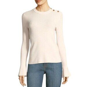Tory Burch Kimberly Merino Bell Sleeve Sweater French Vanilla with Buttons  XXS